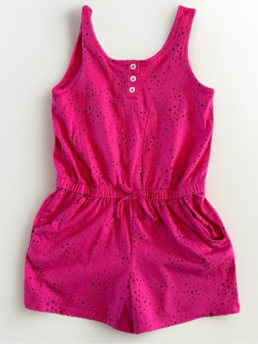 Cat & Jack Girls Romper Size M 8 Pink Star Print Sleeveless Pockets